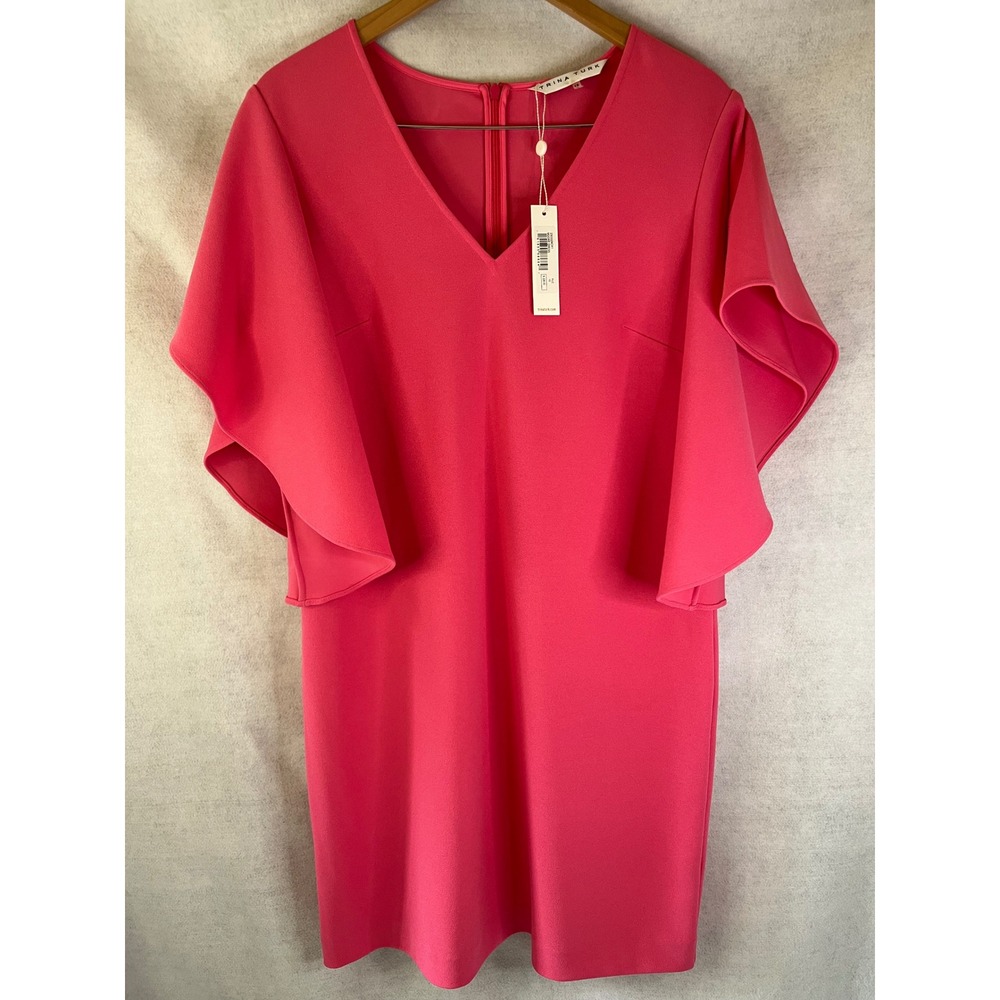 Trina Turk Cape Sleeve Sheath Dress Sz 10 Fuchsia Cocktail Resort Old Money NWT